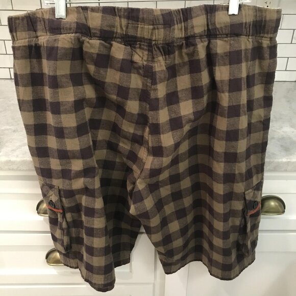 Bottoms Out Shorts Mens XL Brown Tan Plaid Flannel Lounge Sleep Drawstring Cargo - Picture 4 of 8